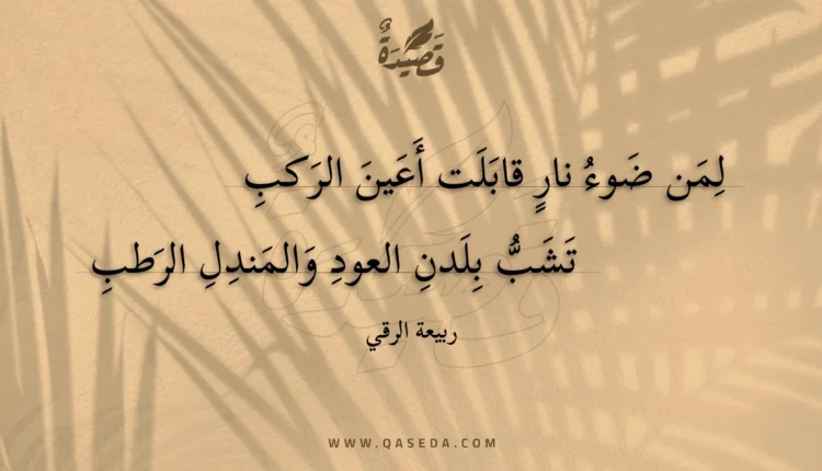 قصيدة لمن ضوء نار قابلت أعين الركب
