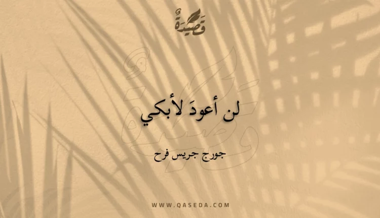 قصيدة لن أعودَ لأبكي