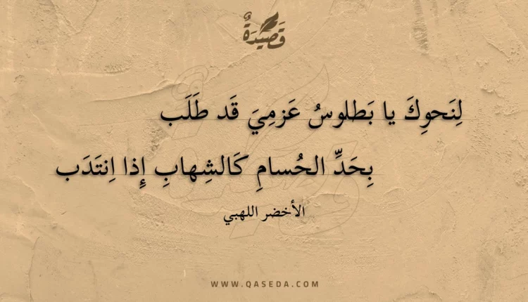 قصيدة لنحوك يا بطلوس عزمي قد طلب