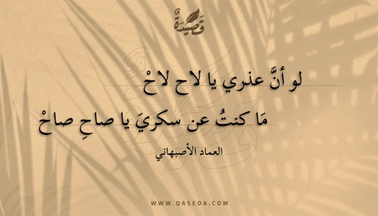 قصيدة لو أن عذري يا لاح لاح
