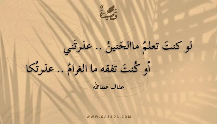 قصيدة لو كنت تعلم ماالحنين .. عذرتني