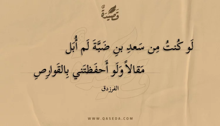 قصيدة لو كنت من سعد بن ضبة لم أبل
