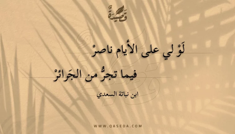 قصيدة لو لي على الأيام ناصر