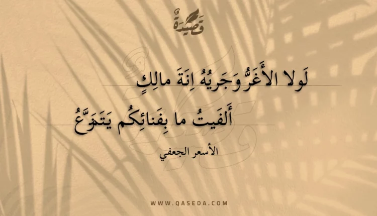 قصيدة لولا الأغر وجريه انة مالكٍ