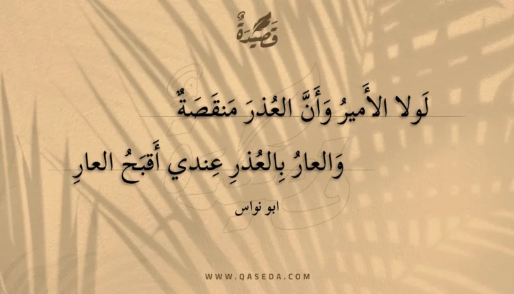 قصيدة لولا الأمير وأن العذر منقصة
