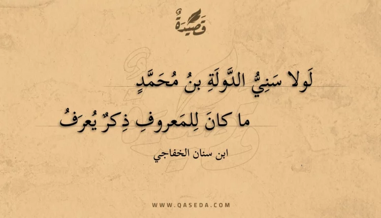 قصيدة لولا سني الدولة بن محمد