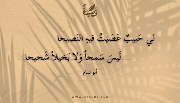 قصيدة لي حبيب عصيت فيه النصيحا