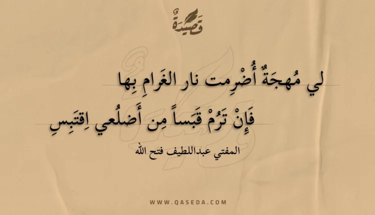قصيدة لي مهجة أضرمت نار الغرام بها