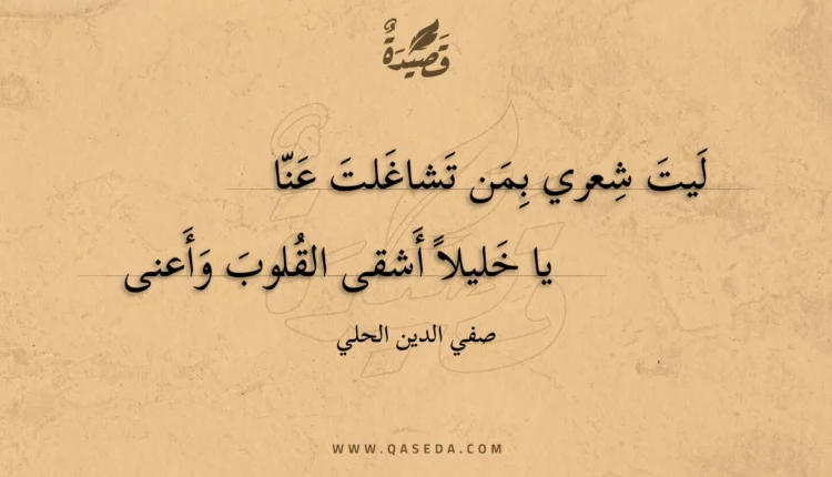 قصيدة ليت شعري بمن تشاغلت عنا