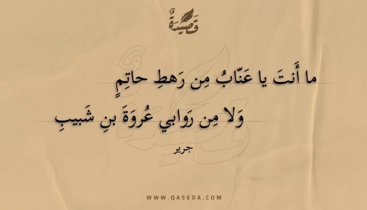 قصيدة ما أنت يا عناب من رهط حاتم