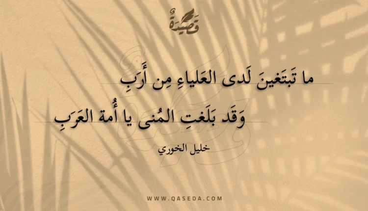 قصيدة ما تبتغين لدى العلياء من أرب