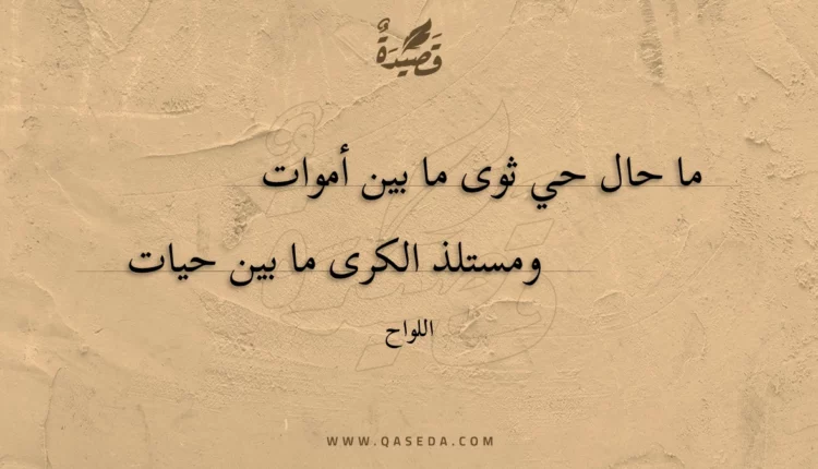 قصيدة ما حال حي ثوى ما بين أموات