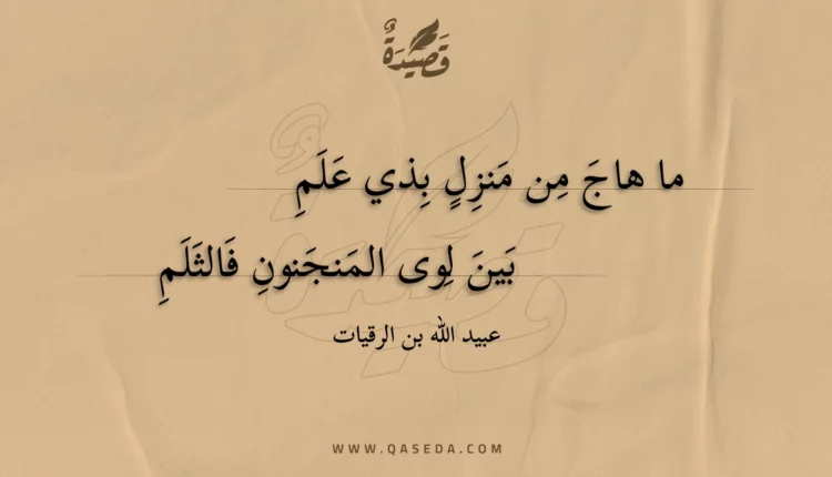 قصيدة ما هاج من منزل بذي علم