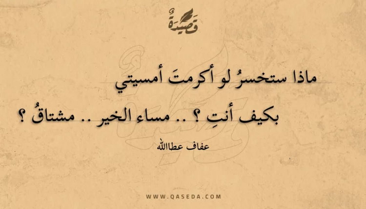 قصيدة ماذا ستخسرُ لو أكرمتَ أمسيتي