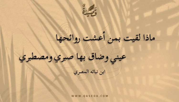 قصيدة ماذا لقيت بمن أعشت روائحها
