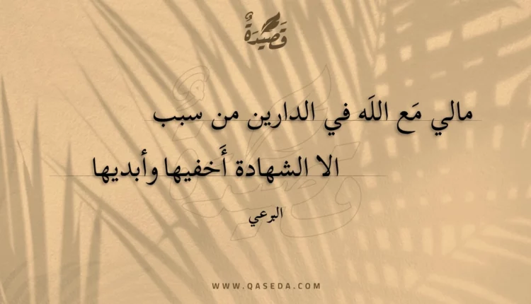 قصيدة مالي مع الله في الدارين من سبب