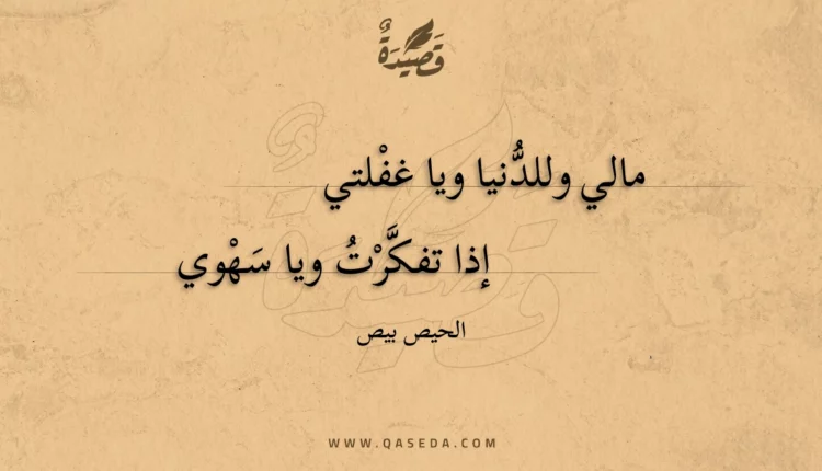قصيدة مالي وللدنيا ويا غفلتي