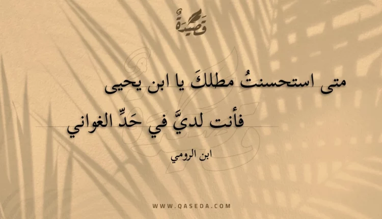 قصيدة متى استحسنت مطلك يا ابن يحيى