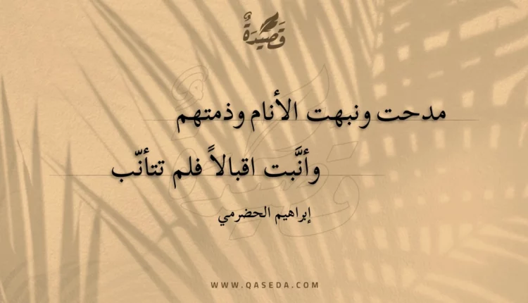 قصيدة مدحت ونبهت الأنام وذمتهم