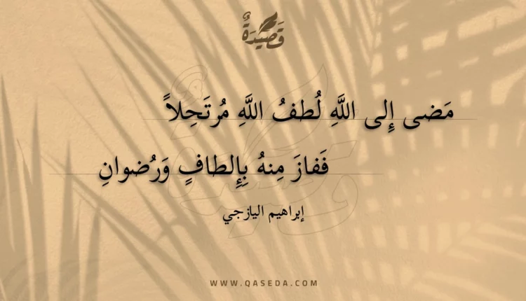 قصيدة مضى إلى الله لطف الله مرتحلا