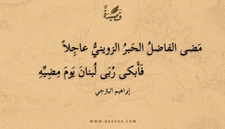 قصيدة مضى الفاضل الحبر الزويني عاجلا