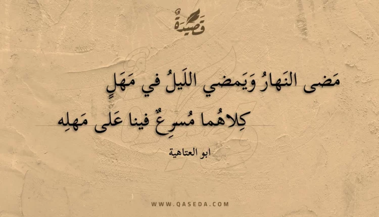قصيدة مضى النهار ويمضي الليل في مهل