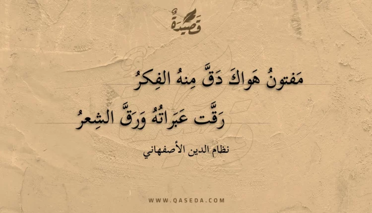 قصيدة مفتون هواك دق منه الفكر