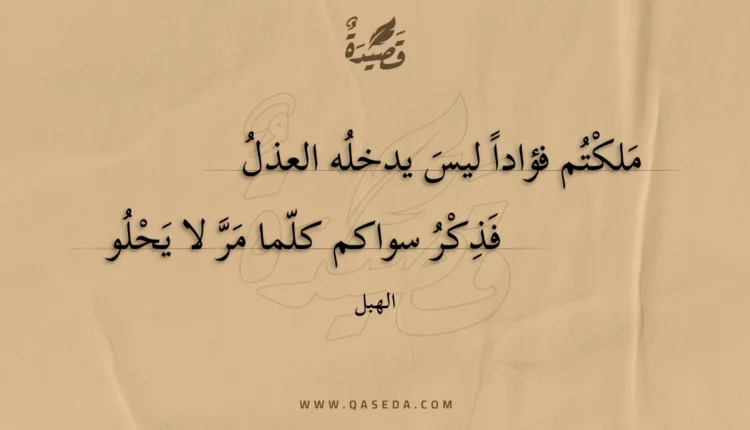 قصيدة ملكتم فؤادا ليس يدخله العذل
