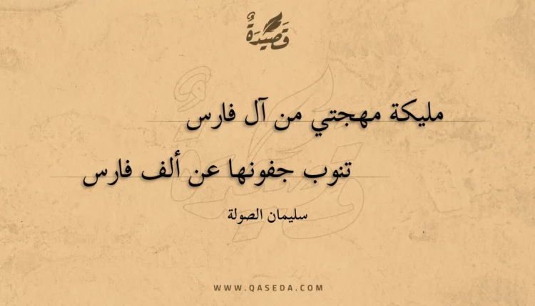قصيدة مليكة مهجتي من آل فارس