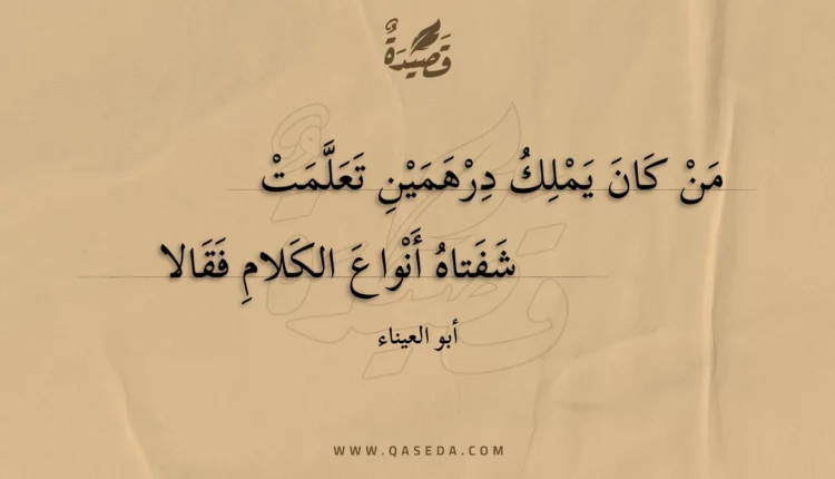 قصيدة من كان يملك درهمين تعلمت