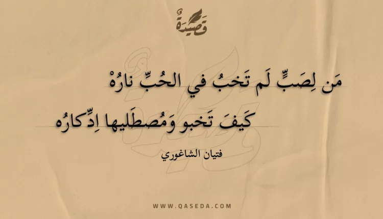 قصيدة من لصب لم تخب في الحب ناره