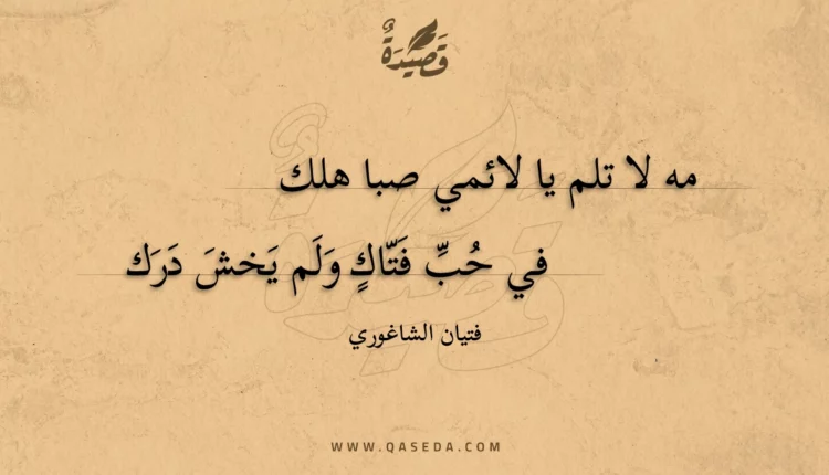 قصيدة مه لا تلم يا لائمي صبا هلك