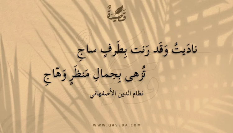 قصيدة ناديت وقد رنت بطرف ساج