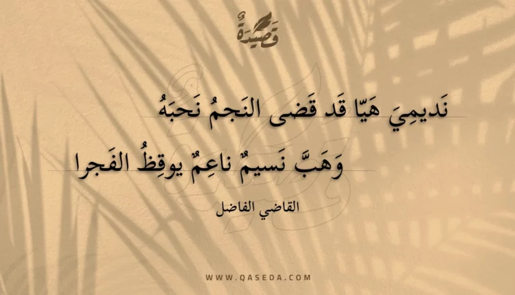 قصيدة نديمي هيا قد قضى النجم نحبه