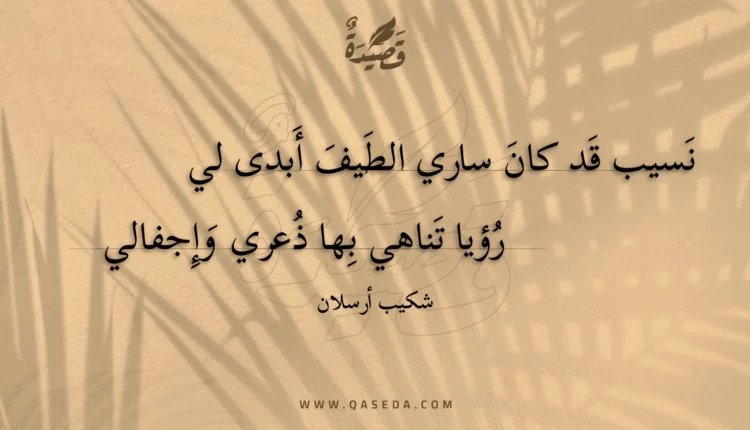 قصيدة نسيب قد كان ساري الطيف أبدى لي