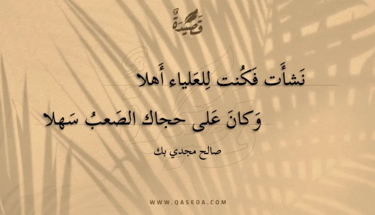 قصيدة نشأت فكنت للعلياء أهلا