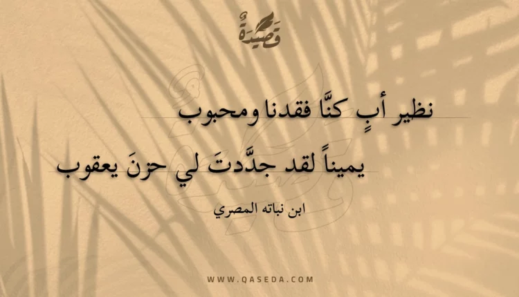 قصيدة نظير أب كنا فقدنا ومحبوب