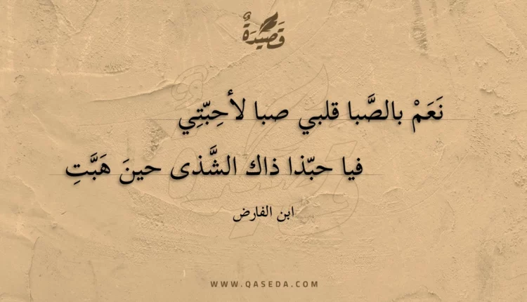قصيدة نعم بالصبا قلبي صبا لأحبتي
