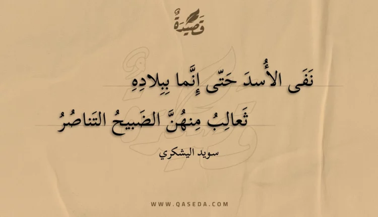 قصيدة نفى الأسد حتى إنما ببلاده