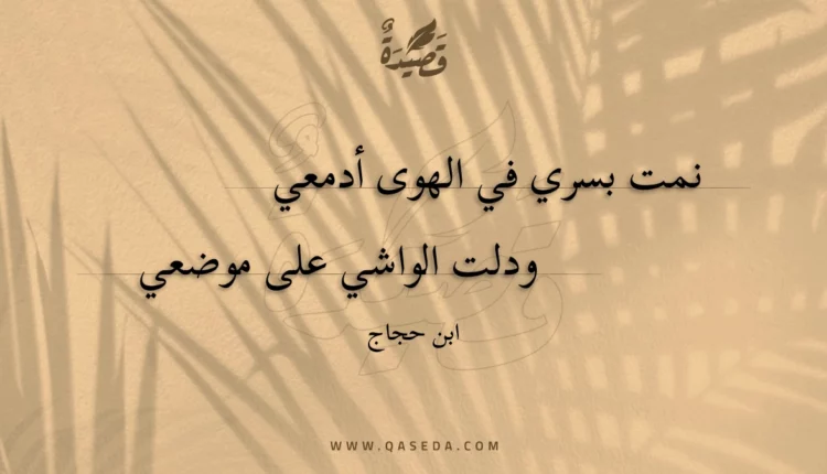قصيدة نمت بسري في الهوى أدمعي