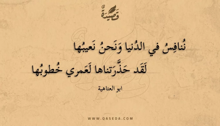 قصيدة ننافس في الدنيا ونحن نعيبها