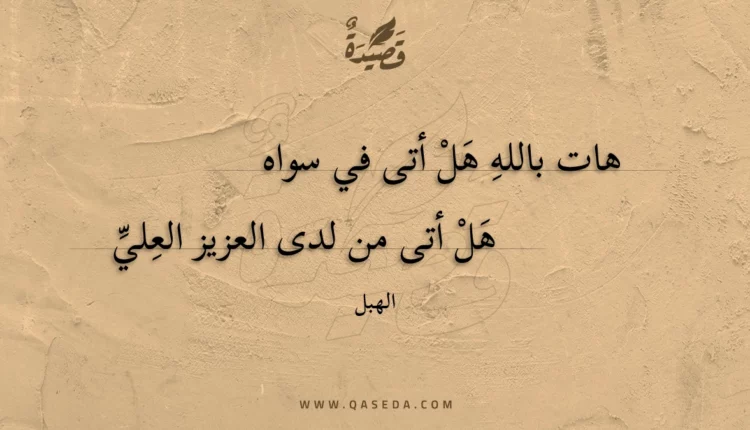 قصيدة هات بالله هل أتى في سواه