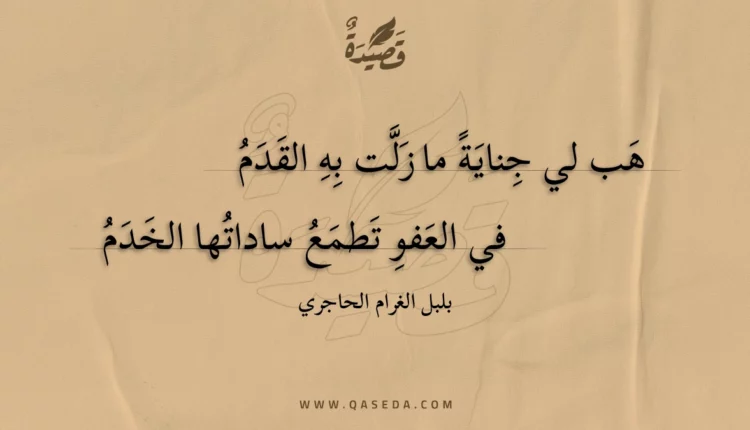 قصيدة هب لي جناية ما زلت به القدم