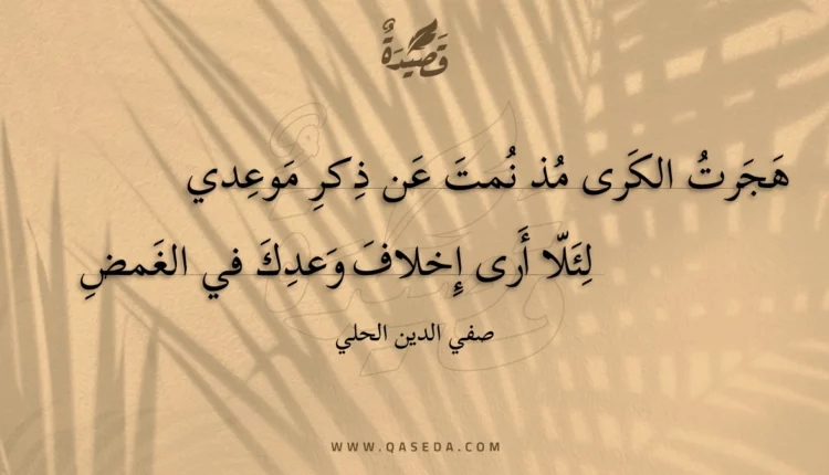 قصيدة هجرت الكرى مذ نمت عن ذكر موعدي