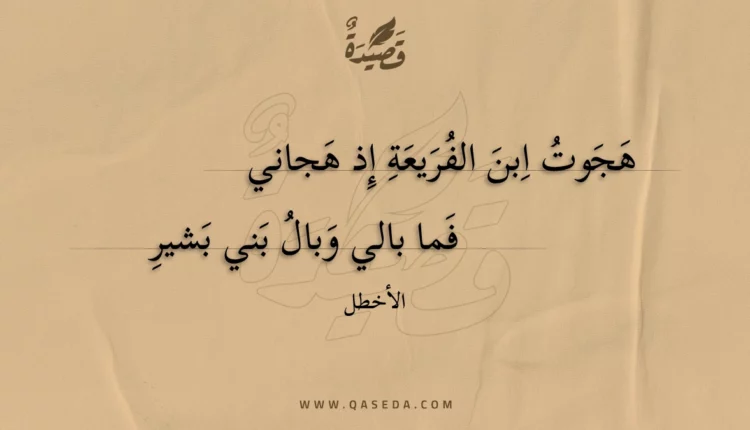قصيدة هجوت ابن الفريعة إذ هجاني