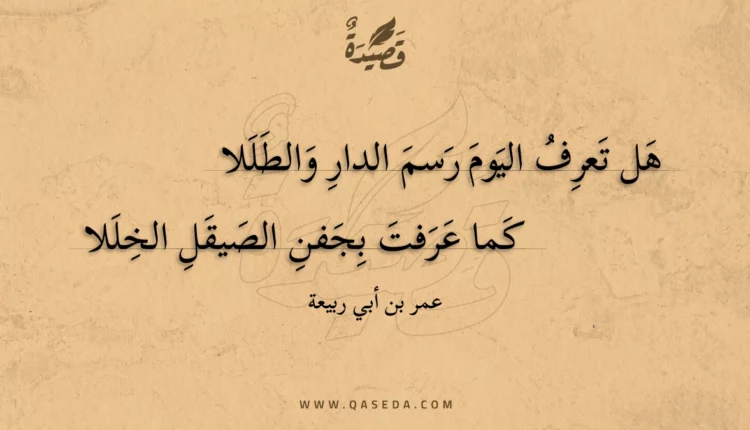 قصيدة هل تعرف اليوم رسم الدار والطللا