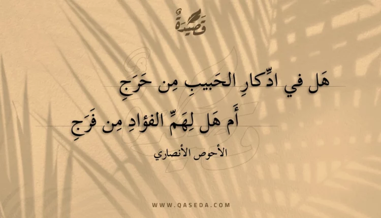 قصيدة هل في ادكار الحبيب من حرج