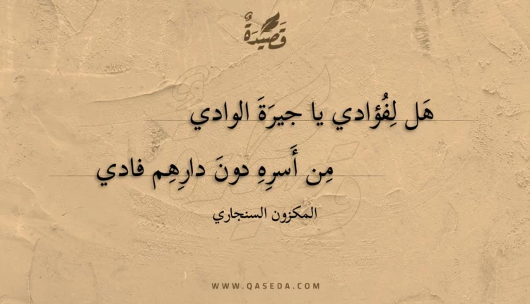 قصيدة هل لفؤادي يا جيرة الوادي