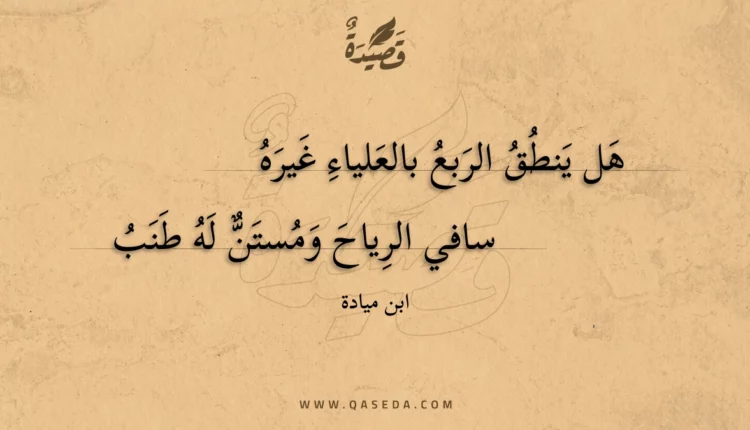 قصيدة هل ينطق الربع بالعلياء غيره