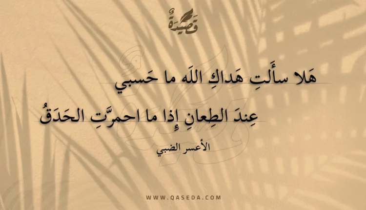 قصيدة هلا سألت هداك الله ما حسبي